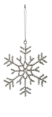 Glass Bead and Jewel Snowflake Ornament - Design B