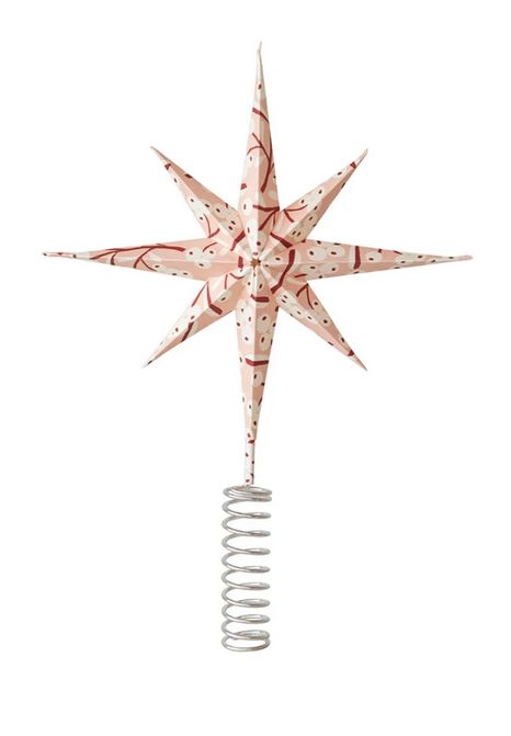 Recycled Paper &amp; Metal Star Tree Topper w/ Berry Pattern