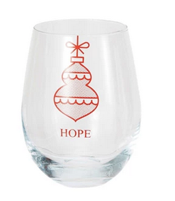18 oz. Stemless Wine Glass w/ Ornament - Hope