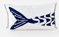 Heads or Tails Fish Lumbar Pillow  - White