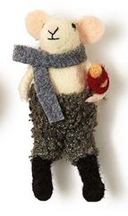 Holiday Mice Felt Ornament w/ Blue Scraf