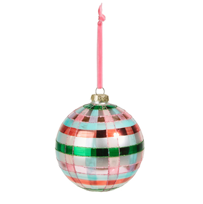 5&quot; Pink and Green Plaid Ball Ornament
