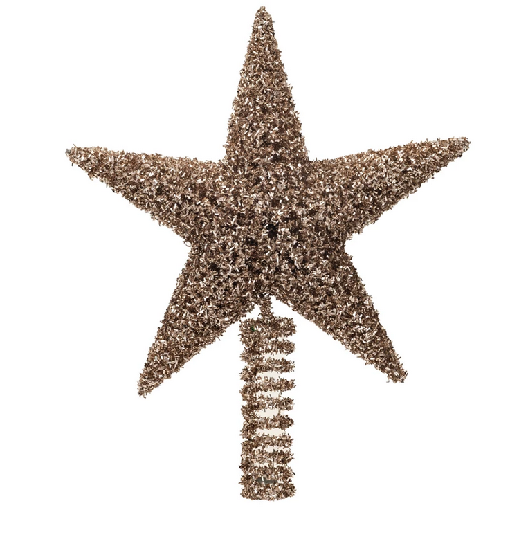 Plastic &amp; Metal Star Tree Topper, Gold Finish