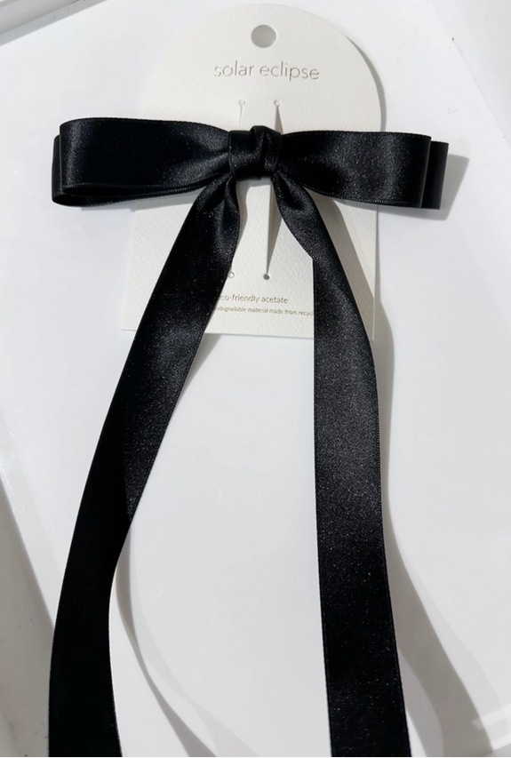 The Perfect Ribbon Bow Barrette - Black
