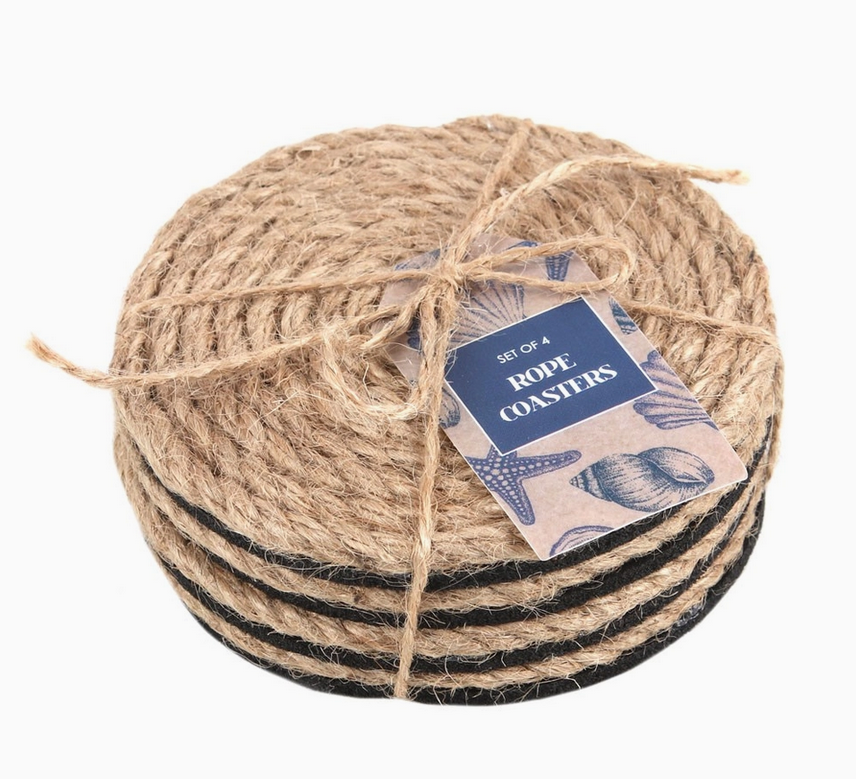Coastal Charm Nautical Rope Coaster Set