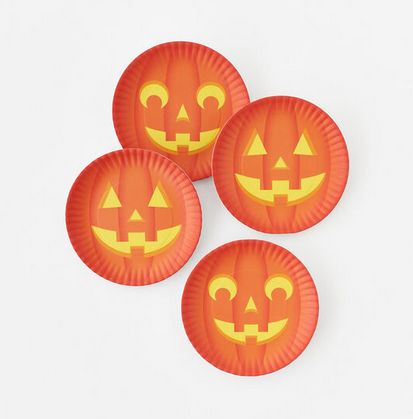 Jack-O-Lantern, &quot;Paper&quot; Plate, St/4, Melamine