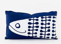 Heads or Tails Fish Lumbar Pillow  - Blue