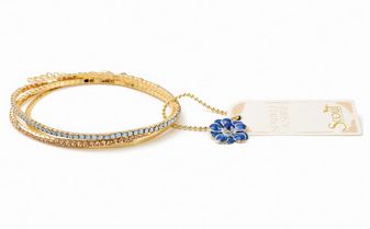 Sparkle &amp; Shine Rhinestone Bracelet Trio - Air Blue Opal/Gold