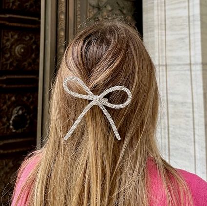 Diamond Bow Barrette Hair Clip