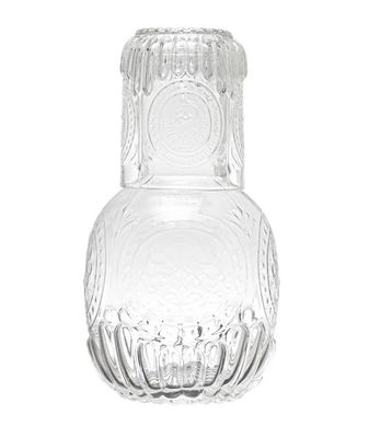 28 oz. Embossed Glass Carafe w/ 8 oz. Embossed Drinking Glass