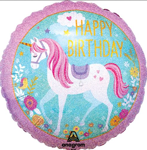 Birthday Sparkle Unicorn Holographic Balloon