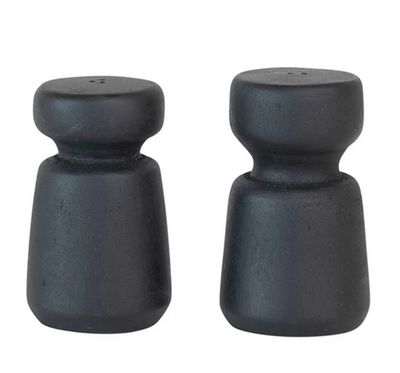 Mango Wood Salt &amp; Pepper Shakers, Black, Set of 2