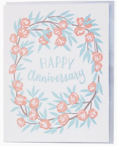 Peony Wreath Anniversary Card