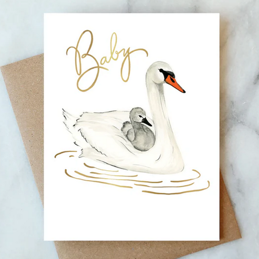 Swans Baby Greeting Card