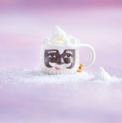 Black Papa Noel Mug, Ceramic