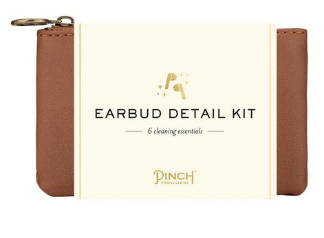 Earbud Detail Kit  Cognac Vegan Leather Pouch