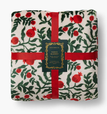 Christmastide Pomegranate Fleece Blanket
