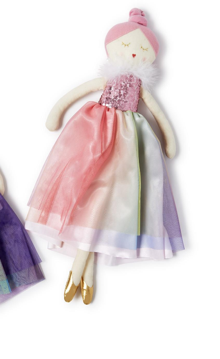 Hand-Crafted Prima Ballerina with Rainbow Tutu- Pink