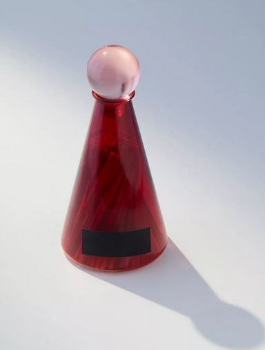 Glass Matchstick Holders - Red w/ Pink Lid