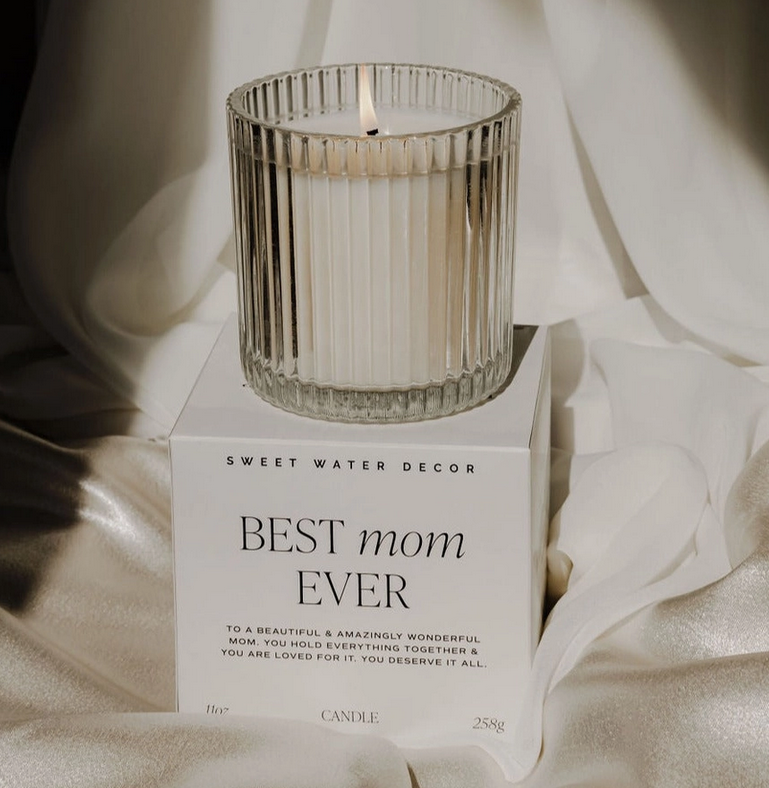 Best Mom Ever Soy Candle - Ribbed Glass Jar with Box