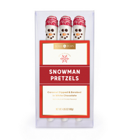 WHITE CHOCOLATE SNOWMAN PRETZEL 3PK