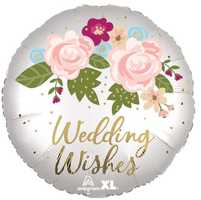 Wedding Wishes Floral Satin Balloon