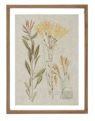 Framed Wall Decor with Floral Image - Yellow