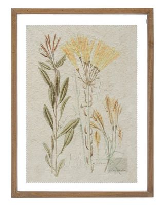 Framed Wall Decor with Floral Image - Yellow