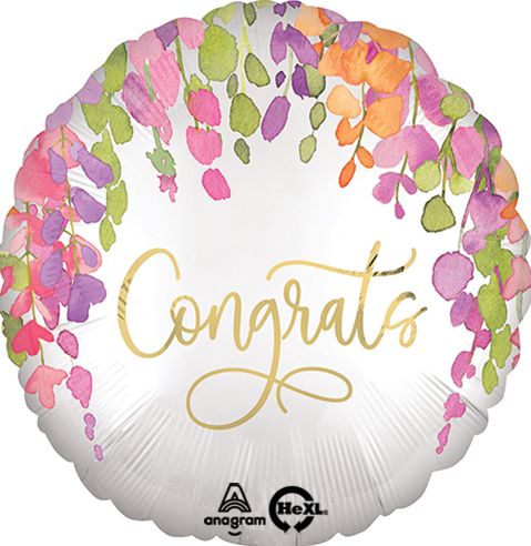 Congrats Romantic Floral Balloon