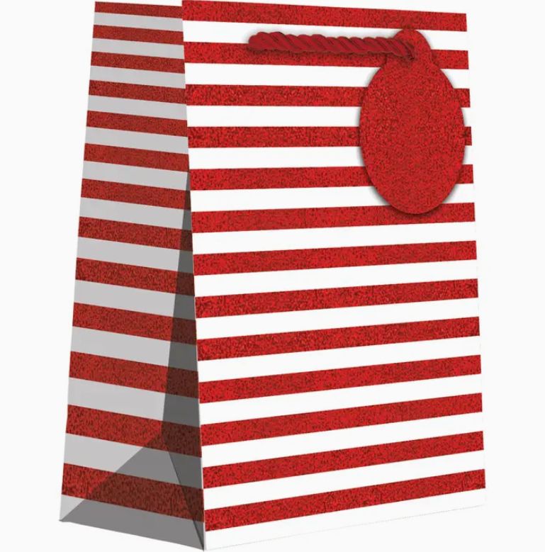Red White Stripe Totes - Small