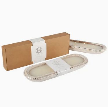 White Christmas 5 Wick White Beaded Dough Bowl Candle