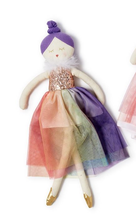 Hand-Crafted Prima Ballerina with Rainbow Tutu- Purple