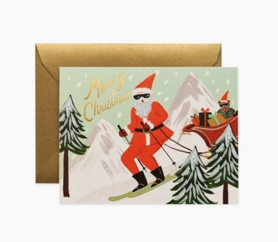 Skiing Santa Card