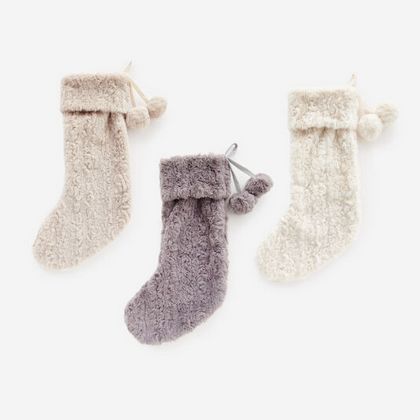 Faux Fur Stocking - Grey