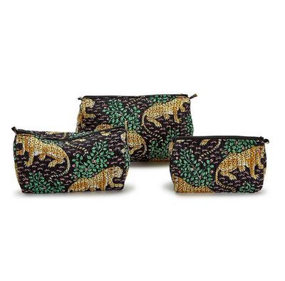 Leopard Hand Block Printed Pouch- small