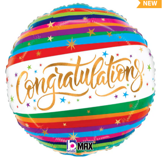 18&quot; Congratulations Fun Stripes Balloon