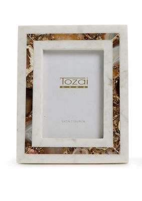 Amber Agate Inlay White Marble Photo Frame - 5x7