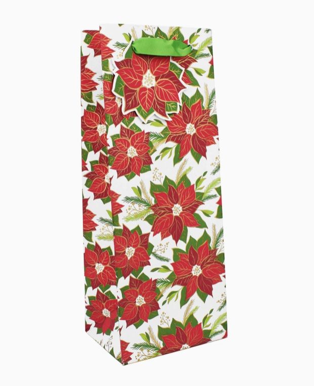 Poinsettia Bottle Gift Bag