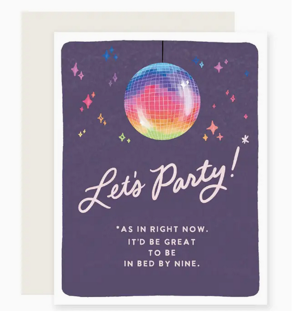 Bed By 9 Disco Ball Birthday Card
