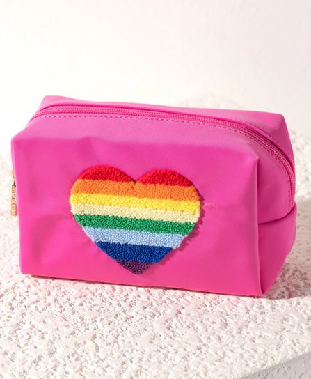 Joy Heart Zip Pouch, Fuchsia