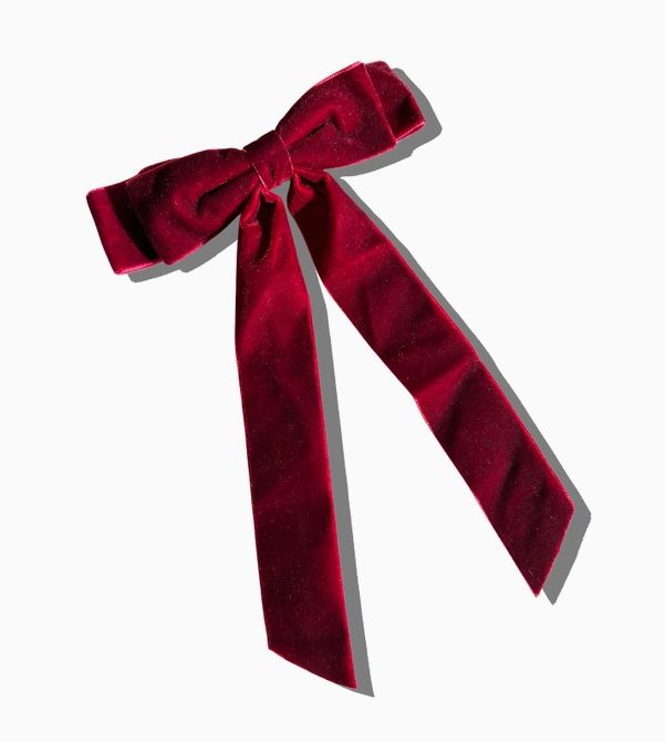The Perfect Velvet Bow Barrette - Red