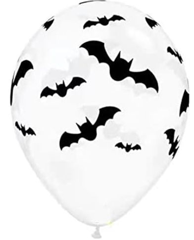 11 Inch Halloween Latex Clear w/ Bat