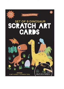 Scratch Art and Coloring Cards Kit - Dino
