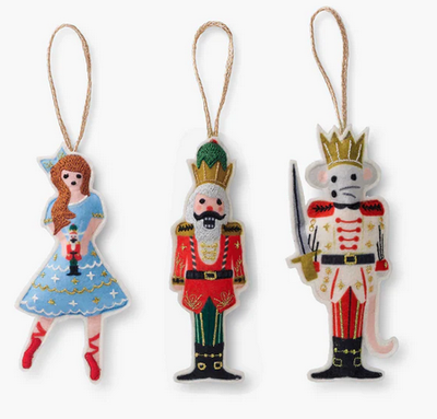 Nutcracker Set of 3 Felt Ornaments