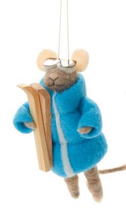 Ski Mouse Ornament w/ Googles
