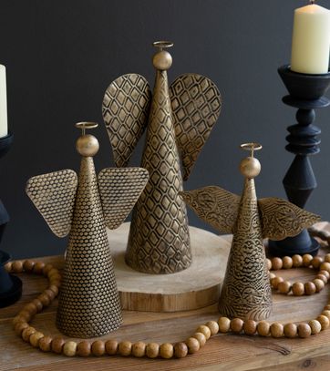 Antique Gold Table Top Christmas Angels - Medium