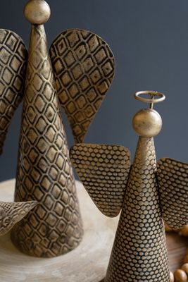 Antique Gold Table Top Christmas Angels - Large