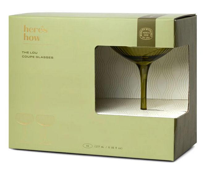 THE LOU COUPE GLASS - OLIVE, SET OF 2