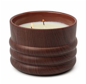 GRAIN 12 OZ CERAMIC WOOD CERAMIC CANDLE - BERGAMOT AND MAHOGANY