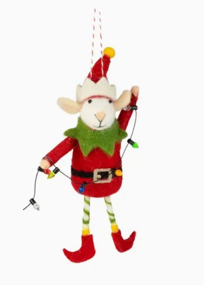 Felt Elf Mouse Ornament - Lights